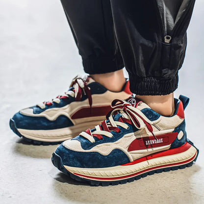 Color-Block Dad Shoes Men's Spring Autumn New Style Thick Bottom Sports Shoes Casual Running Shoes Low Cut Breathable Mesh - Kimlud