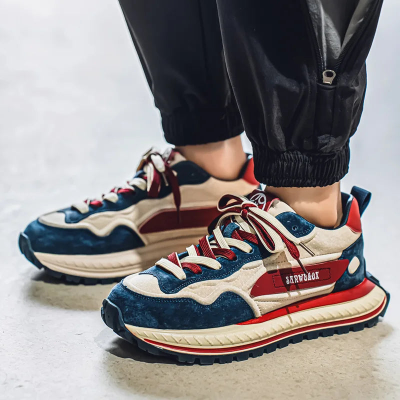 Color-Block Dad Shoes Men's Spring Autumn New Style Thick Bottom Sports Shoes Casual Running Shoes Low Cut Breathable Mesh - Kimlud