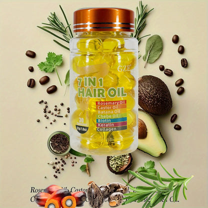 GZE 7-IN-1 Hair Oil Enriched With Rosemary Oil Castor Oil Batana Oil Chebe Oil Biotin Keratin Collagen Hydrating...
