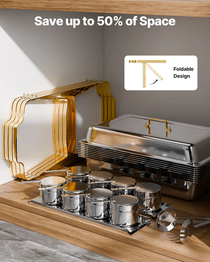 SucceBuy 8 Qt 4 Pack Chafing Dish Buffet Set Stainless Steel Chafer with 2 Full Size and 4 Half Size Pans Catering Warmer Server - Kimlud