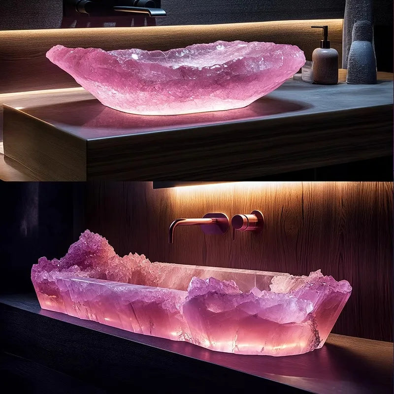 Resin dream crystal stone wash basin custom sales office model room bathroom single basin art table basin - Kimlud