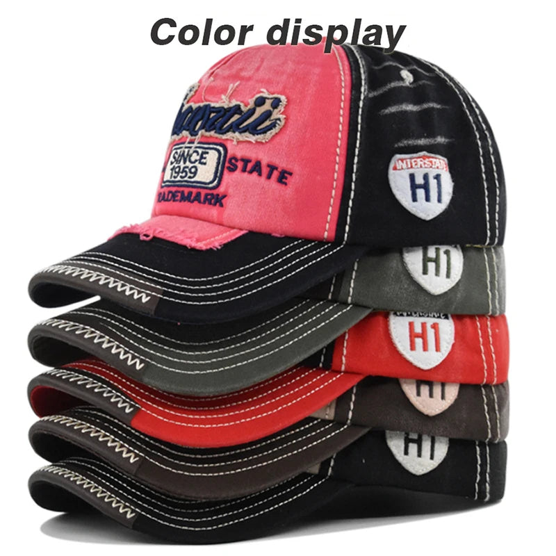 Retro Letter Embroidery Baseball Caps Letter Patch Men Women Unisex Cotton Adjustable Casual Hat Hip Hop Streetwear Sun Hats