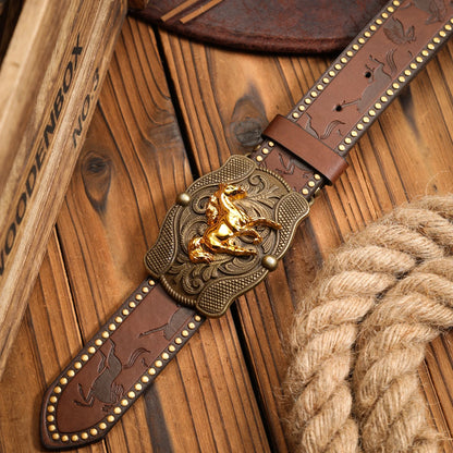 A casual, individual and retro belt, a clothing accessory PU brown belt, metal buckle, suitable for both men and women |...