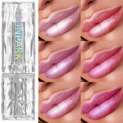 7 colors Sparkling Metallic Finish Lipstick Hydrating Red Pink Glitter Lip Tint Shine Lip Color Highly Pigmented Lip Makeup Gift