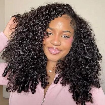 New Arrival 250 Density Burmese Curly Brazilian Kinky Curly Machine Half Wig Seamless Flip Over Headband 3 IN1...