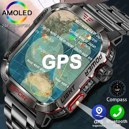 New Professional outdoor Military Smart Watch Men Flashlight Compass Waterproof Outdoor Sport Tracker Bluetooth Call Smartwatch