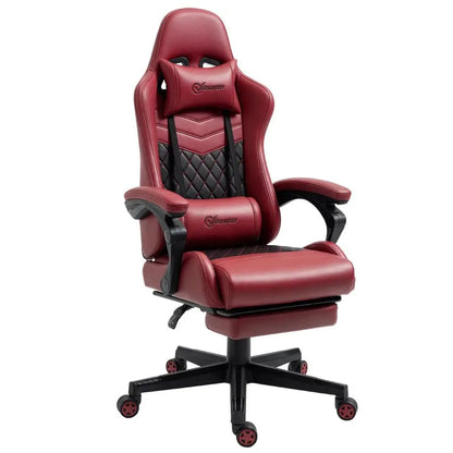 Racing Gaming Chair Diamond PU Leather Office Gamer Chair High Back Swivel Recliner with Footrest, Lumbar Support, Adjustable He