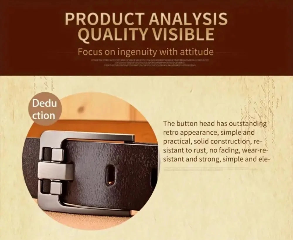 Genuine Leather For Men's High Quality Buckle Jeans Cowskin Casual Belts Business Cowboy Waistband Male Fashion Designer 2024New - Kimlud