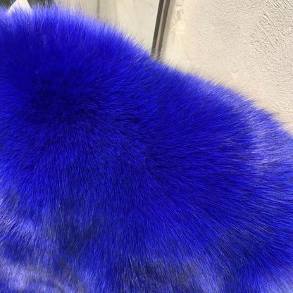 Winter Long Fur Coats Winter Female Natural Fox Fur OutWear Full Pelt Real Fox Fur Jackets with Long Sleeve