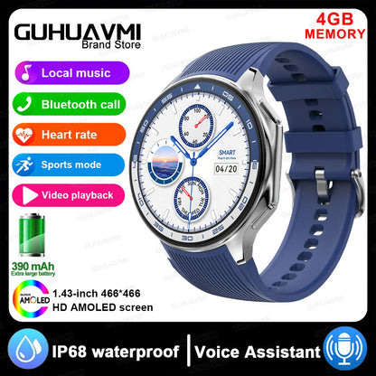 DT Watch X Smart Watch Men 466*466 AMOLED HD Screen 32gB Memory 3D Surround Vision Watch BT Call IP68 Waterproof Smartwatch Man