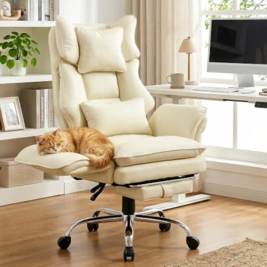 Office chair with criss cross design, PU leather material, black color, ergonomic footrest and flip-up arms for enhanced...