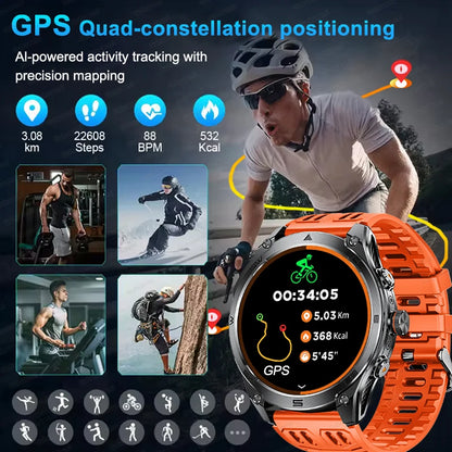 2025New GPS Sports Smart Watch  AMOLED Flashlight 950Mah Battery IP68 Waterproof Fitness Trackr BT Call Smartwatch For Men Women