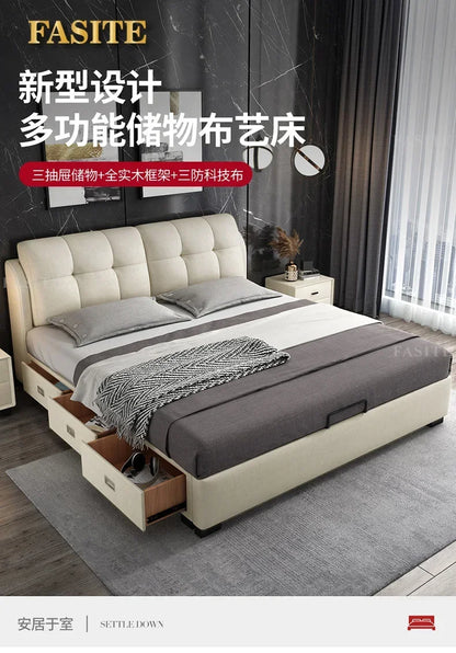 Premium High-quality New Arrival Technology Fabric Bed Small Unit, Master Bedroom, Large Bed, Light Luxury Nordic Fabric Bed