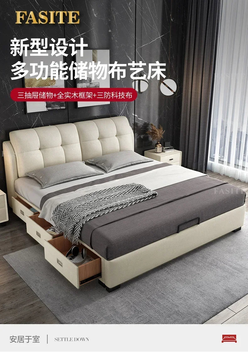 Premium High-quality New Arrival Technology Fabric Bed Small Unit, Master Bedroom, Large Bed, Light Luxury Nordic Fabric Bed