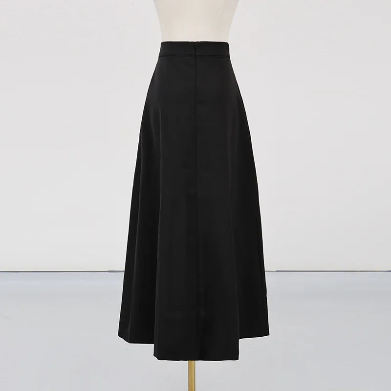 Women's Temperament Elegant Three Dimensional Flower Skirt Two Piece Set Slit Backless Cropped Top High Waist A-line Skirts Sets