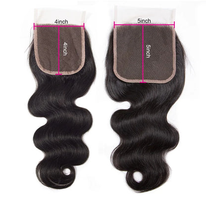 Raw Brazilian Body Wave Human Hair Bundles With Closure Remy Hair Weave Unprocessed Virgin Hair 3/4 Bundles WIth Closure...