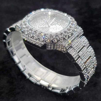 New Hip Hop Watches For Men Luxury Iced Out Quartz Wristwatch Fashion Fully Diamond Waterproof Luminous Male Clock Hot Sale 2022