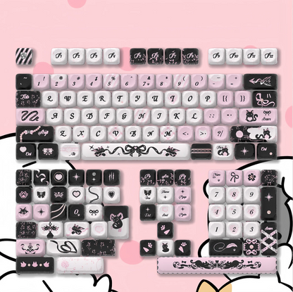 MOA Profile PBT Key caps White Milky Way Five Sided Dye Sublimation Keycaps for Cherry Gateron MX Switches Mechanical Keyboard