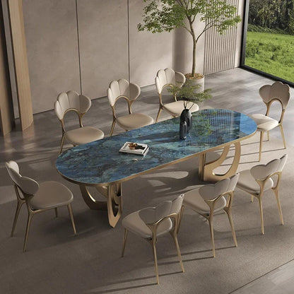 luxury Kitcjen Dining Table Set 6 People Desk legs metal Marble Dining Table Coffee Multifunctional mesa comedor home...