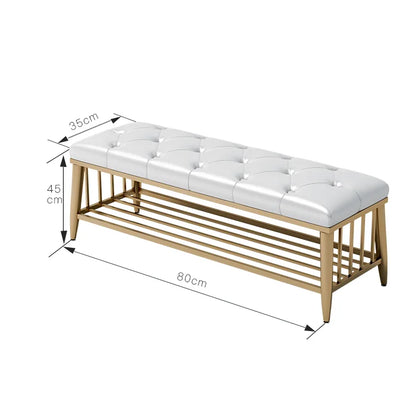 Modern Entryway Metal Shoe Cabinet Luxury Living Room Sofa Stool with Cushion Scandinavian Changing Stool Home Hall Furniture - Kimlud