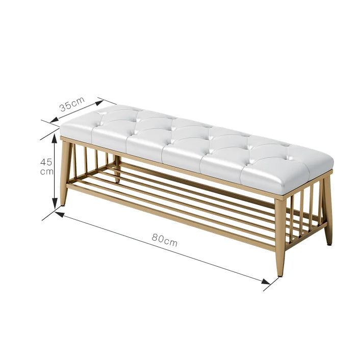 Modern Entryway Metal Shoe Cabinet Luxury Living Room Sofa Stool with Cushion Scandinavian Changing Stool Home Hall Furniture - Kimlud
