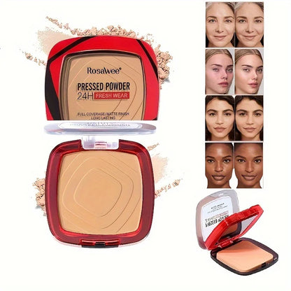 Matte Full Coverage Pressed Powder Foundation With Puff Applicator, 24H Fresh Wear Matte Weightless Finishing Powder...