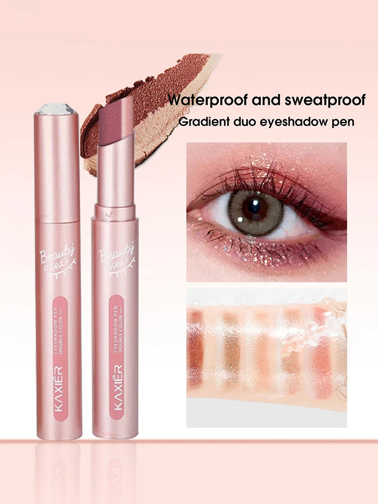 Gradient two-color eye shadow pen waterproof, sweat proof, not easy to smudge, pearlescent, fine shiny, lazy eye shadow...