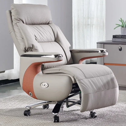 Electric Massage Boss Chair Heated Ventilated Gaming Chair Genuine Leather Executive Computer Seat Luxury Ergonomic Office Chair