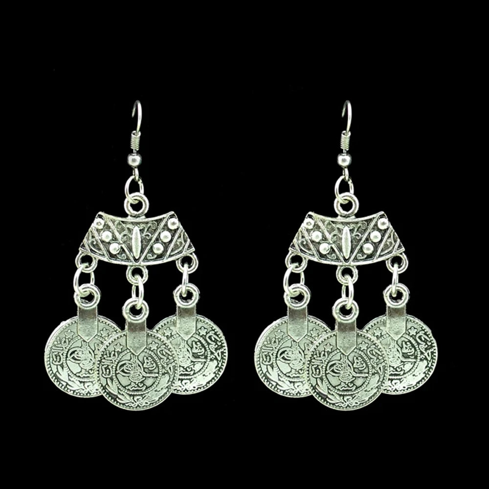 Afghan Turkey Coins Necklace Earrings for Women Vintage Boho Ethnic IndianTribal Bride Choker Statement Necklaces...