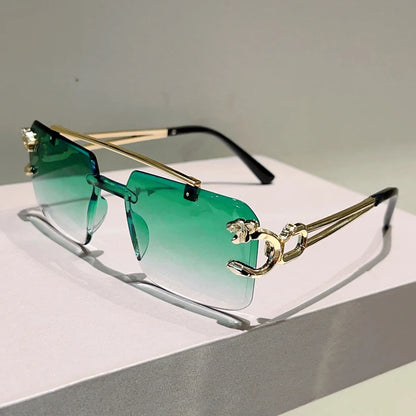 KAMMPT Rimless Square Sunglasses Men Fashion Vintage Double Bridge Shades Women Trendy Luxury Brand Design Gradient Sun...