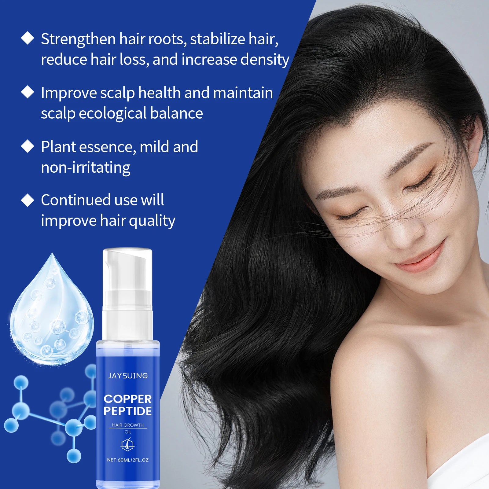Copper Peptide Shampoo Hair Growth Serum Scalp Nourishing Spray Anti Hair Loss Essence Oil Strengthen Roots Dense Hair...
