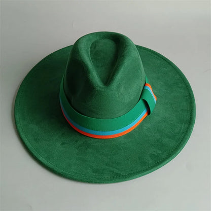Grayish Brown Suede Hat Wide Brim 2026 NEW Fedora Hat Men Women Autumn Winter Felt Hats Classic Church Fedoras Chapeau...