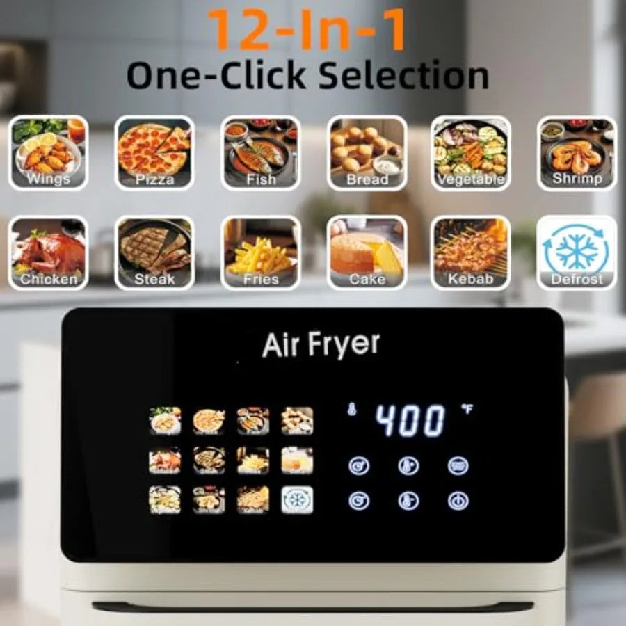 10L Large XL Pro Air Fryer Oven with Grill Combo for Kitchen Countertop Use 12-in-1 Smart Convection Ovens Air Fryer with Glass