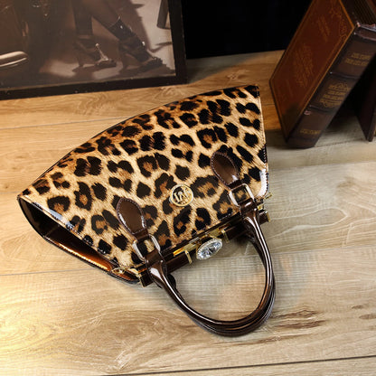 Luxury Designer Shoulder Bag Women Phone Pocket Leopard Pattern Diagonal Cross Bag Patent Leather Glossy Retro Versatile...
