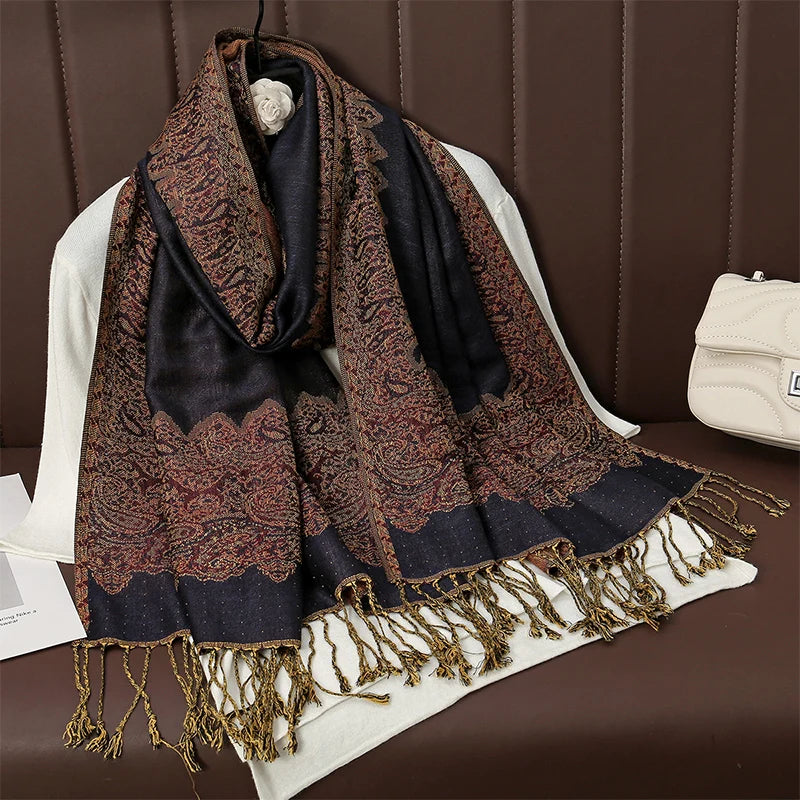Luxury Brand Autumn Cashmere Pashmina Shawl Lady Wrap Warm Winter Scarves Design Print Female Foulard Cotton Stoles...