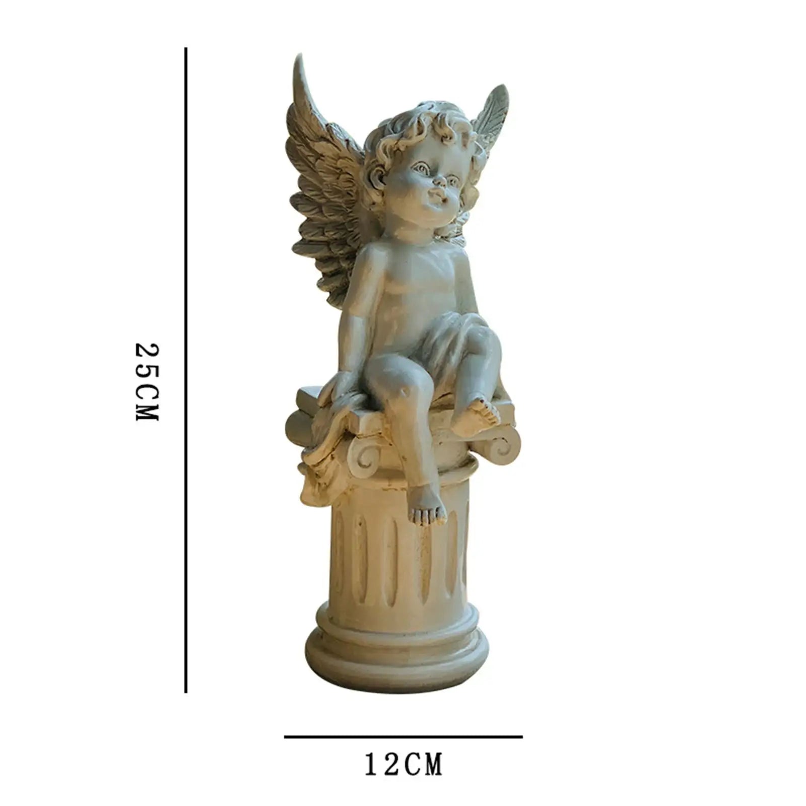 2 Cherub Statues Roman Pillar Decorative Photo Props Garden Figurines Sculptures for Outdoor Landscaping Fountain Porch Patio