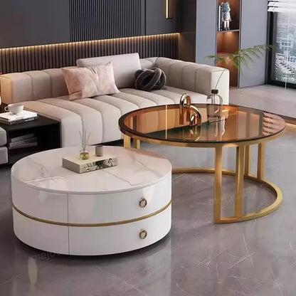 Glam Nordic Coffee Tables Round Simple Luxury Metal Coffee Tables Design Modern Muebles Para El Hogar Living Room Furniture - Kimlud