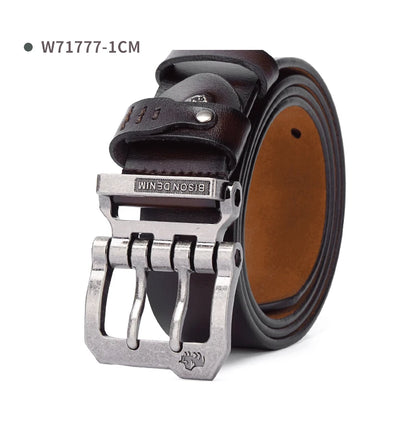 BISON DENIM Men Belt High Quality Leather Belt For Men Genuine Leather Strap Luxury Pin Buckle Fancy Vintage Jeans Belt For Men - Kimlud