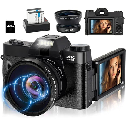 4K Digital Camera for Photography 16X Digital Zoom Vlog Camera for YouTube 75MP WiFi Autofocus Livestream Video Camera Camcorder - Kimlud