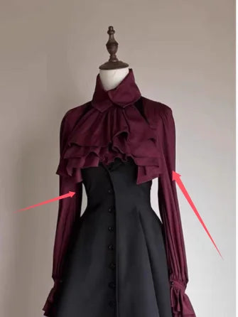 British Style Retro Dark Goth Handsome Black Trench Coat Women Girls Lolita Fake Two Vest White Coats Jacket Y2k Cosplay Clothes