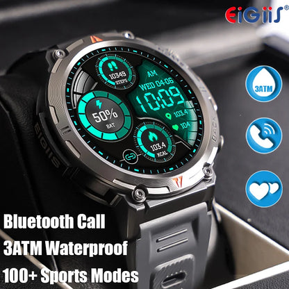 EIGIIS KE3 Smart Watch 3ATM Waterproof Original Design For Men Bluetooth Call Health Monitor With Flashlight 100+ Sports Modes