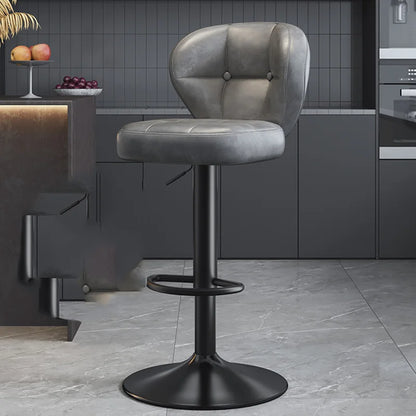 Leather Luxury Designer Bar Stools Minimalist Nordic Counter Gaming Bar Chairs With Back Comfortable Cadeira Trendy Furniture - Kimlud