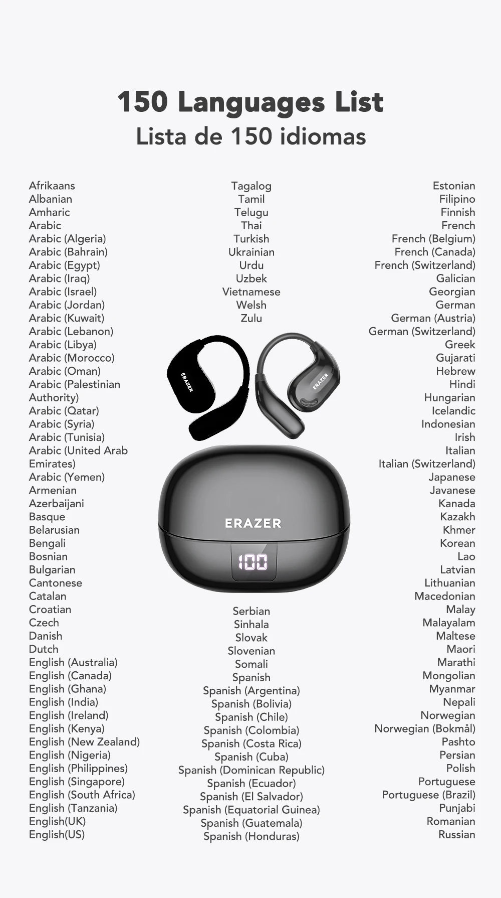 ERAZER XT66PRO Bluetooth Earphones ASMR Headsets DIY APP AI Translator Earbuds Wireless Headphones 13 Hours long life Display - Kimlud
