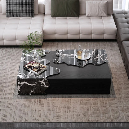 Italian Designer Marble Coffee Table - Minimalist Luxury Rectangle Art Furniture for Compact Living - Kimlud