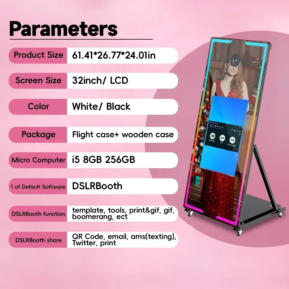 2025 Touch Screen Photo booth High Quality Portable 40 inch 65 inch Mirror magic Photo Booth Machine For Wedding Party...