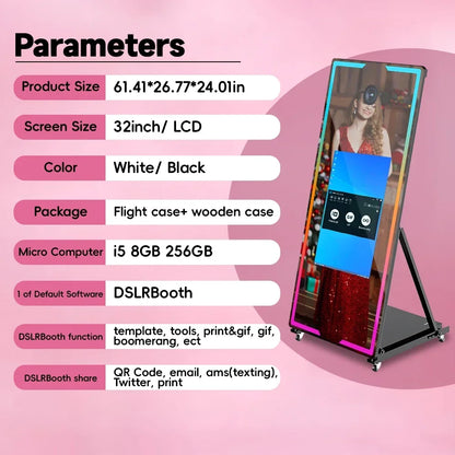 2025 Touch Screen Photo booth High Quality Portable 40 inch 65 inch Mirror magic Photo Booth Machine For Wedding Party...