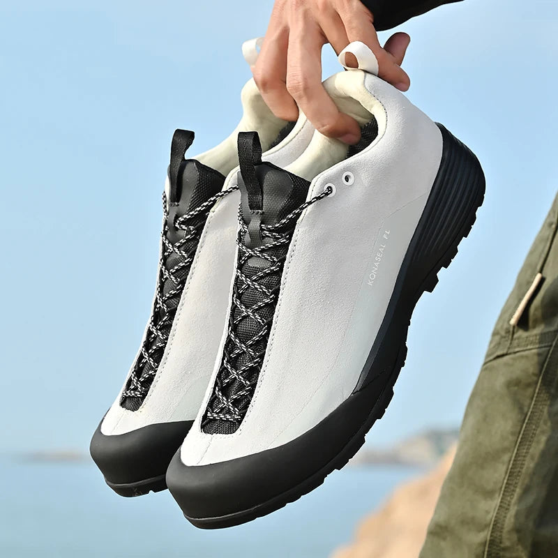 Men's Waterproof Leather Hiking Shoes Durable Outdoor Sport Men Trekking Leather Shoes Lace-Up Climbing Hunting Sneakers...