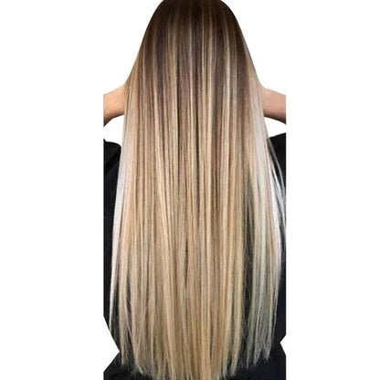 72cm Women Long Straight Wig With Hair Net Blonde Synthetic Hair Wigs Headgear For Daily Wear