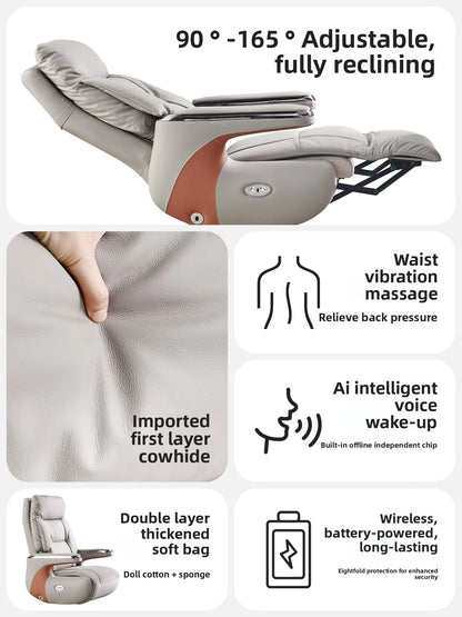 Electric Massage Boss Chair Heated Ventilated Gaming Chair Genuine Leather Executive Computer Seat Luxury Ergonomic Office Chair
