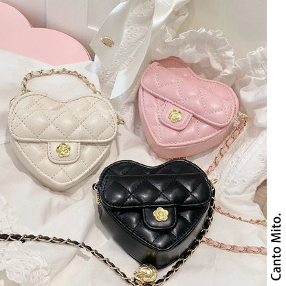 Japanese Style Diamond Checkered Heart Mini Shoulder Crossbody Bags girl Lolita Sweet Cute Fashion All-Match Women's...